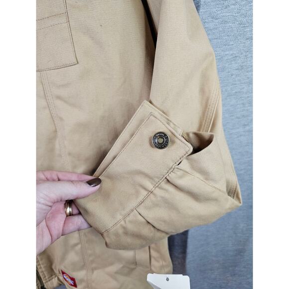 NWT Vtg Y2K Dickies Men Tan Sherpa Lined Canvas Work Jacket Insulated Full Zip L - Picture 8 of 12